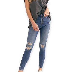 Free People We The Free Sabrina Super Skinny Jeans Size 26 Mid indigo